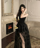 ロングドレス キャバドレス ベアトップ カワセクシー ナイトクラブ 花柄 宴会 おしゃれ XH2-CD3-141-25170620