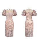 【手作り】ロングドレス 高品質 レース パフスリーブ パフスリーブ 気質 宴会 XH2-JY50245