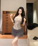 【2点セット】ミニドレスティアードスカートキャバドレスベアトップセクシー指名セレブ風XH2-ZED883181DXH502