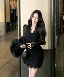 【2色】ミニドレス キャバドレス レース セクシー 高級感 谷間見せ エレガント おしゃれ XH2-XKD-D355-6601-Nov27