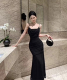 【2色】ロングドレス 肌見せ マーメイド エレガント 気質 宴会 袖付き XH2-ZED885532DXH238B