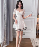 【2色】ミニドレス キャバドレス Aライン レース 谷間見せ 指名 気質 セクシー 大人可愛い XH2-JX5058