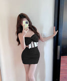 【2色】キャバドレス ミニドレス セクシー 指名 谷間魅せ レース リボン 個性的 XH2-DD7574