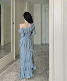 ロングドレス ワンーショルダー フリー カワセクシー スリート 気質 大人可愛い 女子力 XH2-ZED885269DXH238B