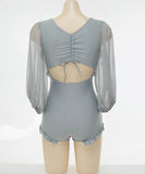 ビキニ 水着 体型カバー 温泉 韓国っぽ モノキニ 大人可愛い INS話題 ビーチ XH7-DP-A21517