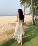 サンドレス 海辺 旅行 着瘦せ 大人可愛い お洒落 XH2-QJ1182