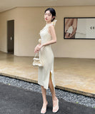 【2色】膝丈ドレス セクシー  谷間魅せ 指名 タイトドレス 気質 エレガントXH2-ZED889608GT347