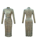 【手作り】ロングドレス 高品質 レオパード柄 セクシー お洒落 チュール XH2-JY30579