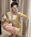 【2点セット】ニットミニドレスレース谷間見せカワセクシーおしゃれ大人可愛いXH2-XKD-D355-5003-Mar16