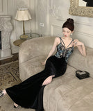 【red&Black】ロングドレス キラキラ キャバドレス ナイトドレス パーティー セクシー 気質 XH2-ZED885353DXH238