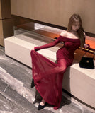 ロングドレスマーメイドドレスオフショルダーセクシー気質エレガント着痩せXH2-CD7-1C01-73780560