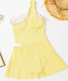 水着 ビキニワンピース ワンショルダー Aライン 体型カバー 露出控え 着痩せ 気質 カワセクシー XH7-PB55