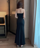 【2色】ロングドレス キャバドレス ベアトップ セクシー 宴会 party XH2-DD5028