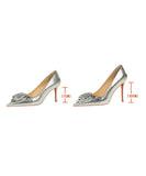 【10cm/7cmヒール】ハイヒール パンプス キラキラ 花 立体感 高見え パーティー 3色 MY5-DS-3391-AH56