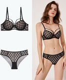 千鳥柄 上下セット  下着 セクシー レース ブラ ボリューム感 美乳 LT9-XQ845