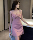 蝶結び キャバドレス ミニドレス オフショルダー 谷間魅せ 新作 セクシー LT2-YM8683