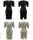 Vネック ミニドレス キラキラ セクシー 脚長効果 キャバドレス パーティー LT2-JY5799