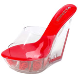 ウェッジサンダル、ハイヒール、透明なフラワーシューズYN5016