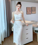 【上下２点セット】セクシー 高級感 レースドレス 披露宴 宴会 二次会XH2-JY4975