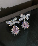 ダイヤモンド リボン 可愛い イヤリング 淑やか XH3-BY-HE5113