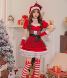 格子縞のステッチのクリスマスパーティードレスYN2114