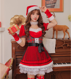 格子縞のステッチのクリスマスパーティードレスYN2114