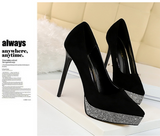 スパンコールスティレットプラットフォームハイヒールYN5006