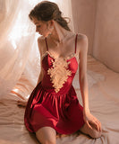 【4色】ナイトパジャマ セクシー 刺繡 Aライン ルームウェア 大人可愛い XH8-GR1251