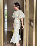 ロングドレス フリル 淑やか 着瘦せ 大人 上品 LT2-JY20050