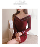 5色 新作 長袖 ミニドレス タイトドレス 着痩せ XY2-MLS4898