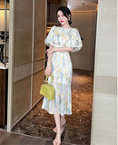 ロングドレス フリル 淑やか 着瘦せ 大人 上品 LT2-JY20050