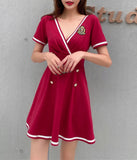 2色 谷間魅せ セクシー 制服 キャバドレス ミニドレス XY2-MLS4680