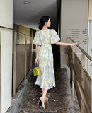 ロングドレス フリル 淑やか 着瘦せ 大人 上品 LT2-JY20050