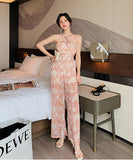 シフォン 花柄 オールインウン ワイドパンツ セックス ファッション LT2-JY3885