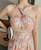 シフォン 花柄 オールインウン ワイドパンツ セックス ファッション LT2-JY3885