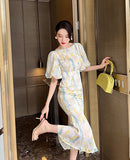 ロングドレス フリル 淑やか 着瘦せ 大人 上品 LT2-JY20050