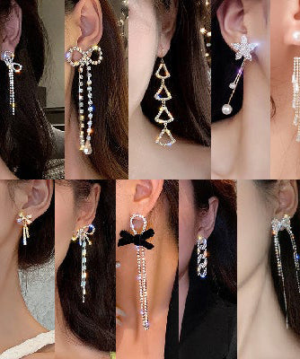 イヤリングシリーズ スパークリング ダイヤモンド イヤリング タッセルイヤリング YN3031