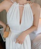 オールインワン スーツ ワイドパンツ 無地 着痩せ 無袖 ゆったりLT2-JY3820