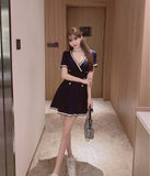 2色 谷間魅せ セクシー 制服 キャバドレス ミニドレス XY2-MLS4680