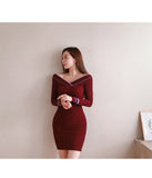 5色 新作 長袖 ミニドレス タイトドレス 着痩せ XY2-MLS4898
