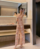 シフォン 花柄 オールインウン ワイドパンツ セックス ファッション LT2-JY3885