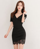 レース ミニドレス キャバドレス セクシー  谷間魅せ LT2-ZED886252BH506