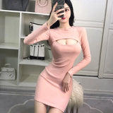 長袖 かわいい えちえち 谷間 魅力 指名 同伴 キャバドレス ミニドレスMY2079