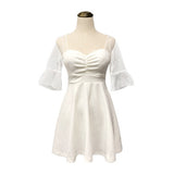 レース フリル長袖 肌見せ かわいい ミニドレス キャバドレス　XY2-YM8576