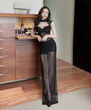 2021 夏 新作 男ウケ 谷間魅力 キャバドレス ロングドレス 肌見え 袖なし レース　MY2004-YM9071