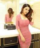 4色 タイト ドレス 目線ゲッ トセクシー 谷間魅せ ミニドレス XY2-YM007