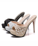 厚底 ハイヒール スリッパ  履きやすい ピカピカ 高見え YN5009