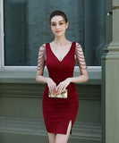 【指名必須】特別デザイン 高見え高品質自社生産ミニドレス二次会宴会  YN2051