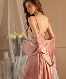 【2点 ドレス+コート】パジャマ レディース セクシー キャミソール サテン  ナイトウェア 過激 ストラップ 調整可能 ランジェリー  XY-XE-2283