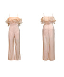 オールインワン ワイドパンツ 新作 フリル レース かわいい 夏 高級感 MY2-JY9225